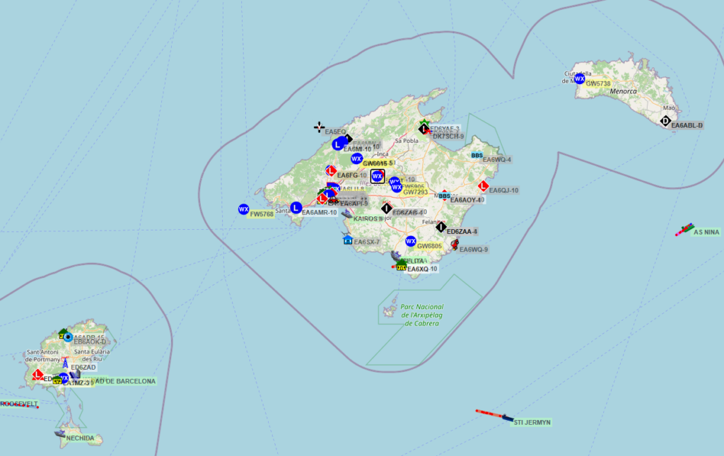 Mapa APRS de Baleares